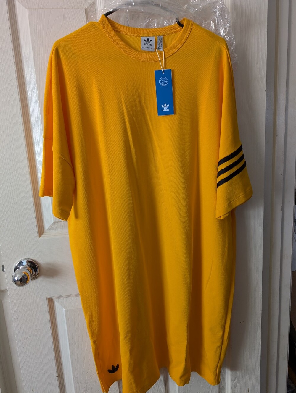 HTF - RARE NWT Yellow Adidas Oversized Tee Dress with Black Stripes - Picture 3 of 6